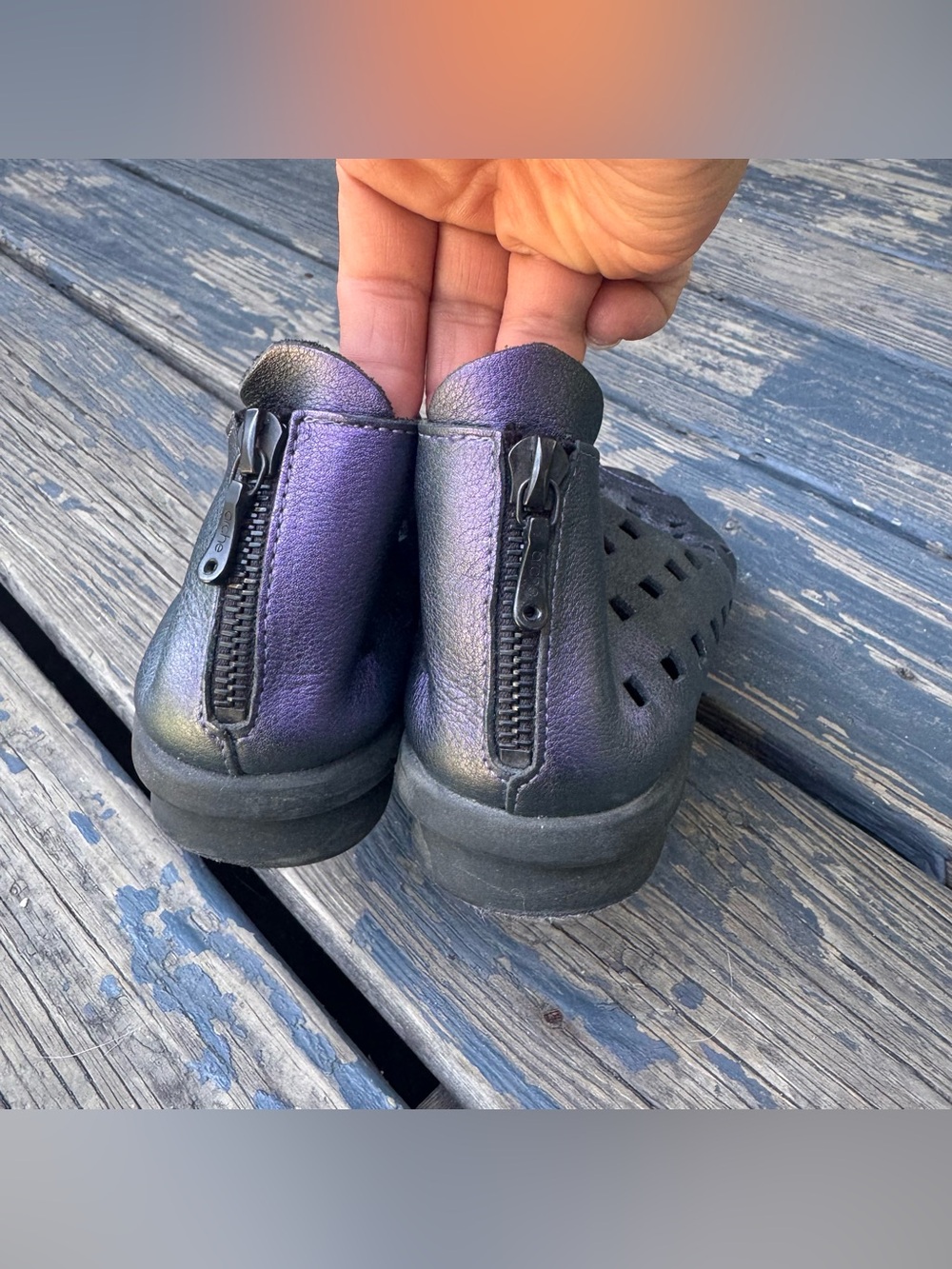 • Arche • Women’s Drick Perforated Metallic Slip-On Flats Purple / Black 39 - Picture 5 of 9